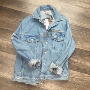 NWT Topshop Distressed Denim Jacket